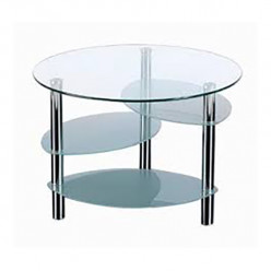Round Chrome Glass Table