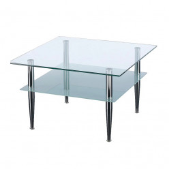 Square Chrome Glass Table